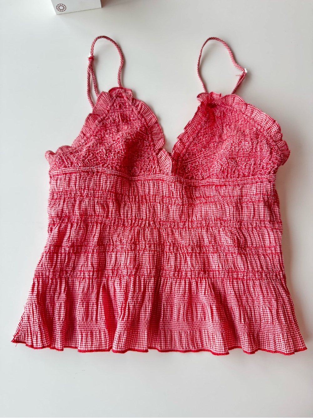 Zara red and white gingham top